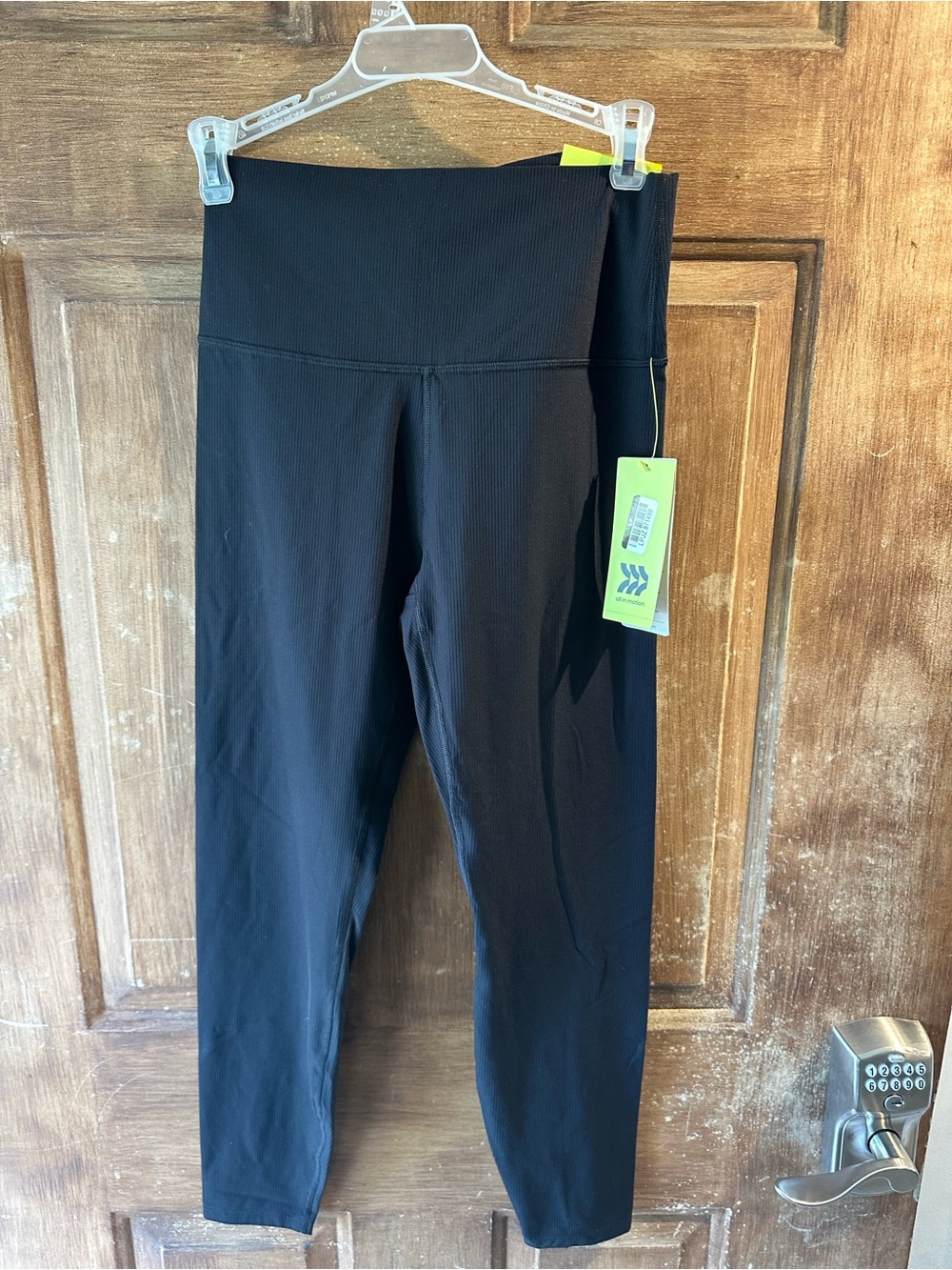High Waist Black Ribbed Leggings -small